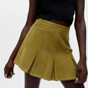 Urban Outfitters BDG Pleated Corduroy Mini Skirt Olive